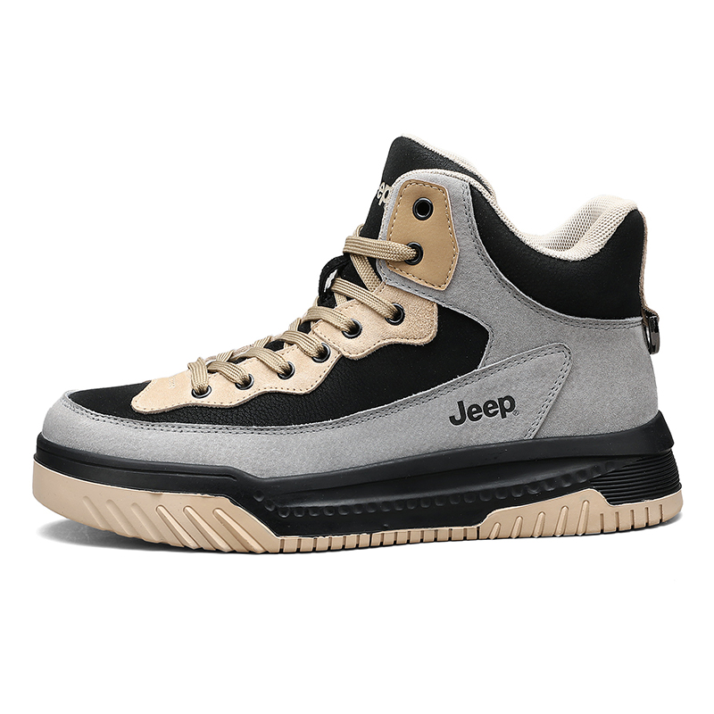 

Модная повседневная обувь. Высокие кроссовки для скейтбординга. Мужская обувь Jeep, Black Gray