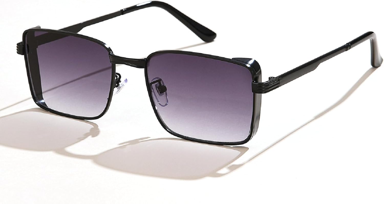 

Классические квадратные панк-солнцезащитные очки класса люкс для мужчин и женщин, ретро прямоугольные панк-очки в металлической оправе, солнцезащитные очки UV400 mincl, Gray