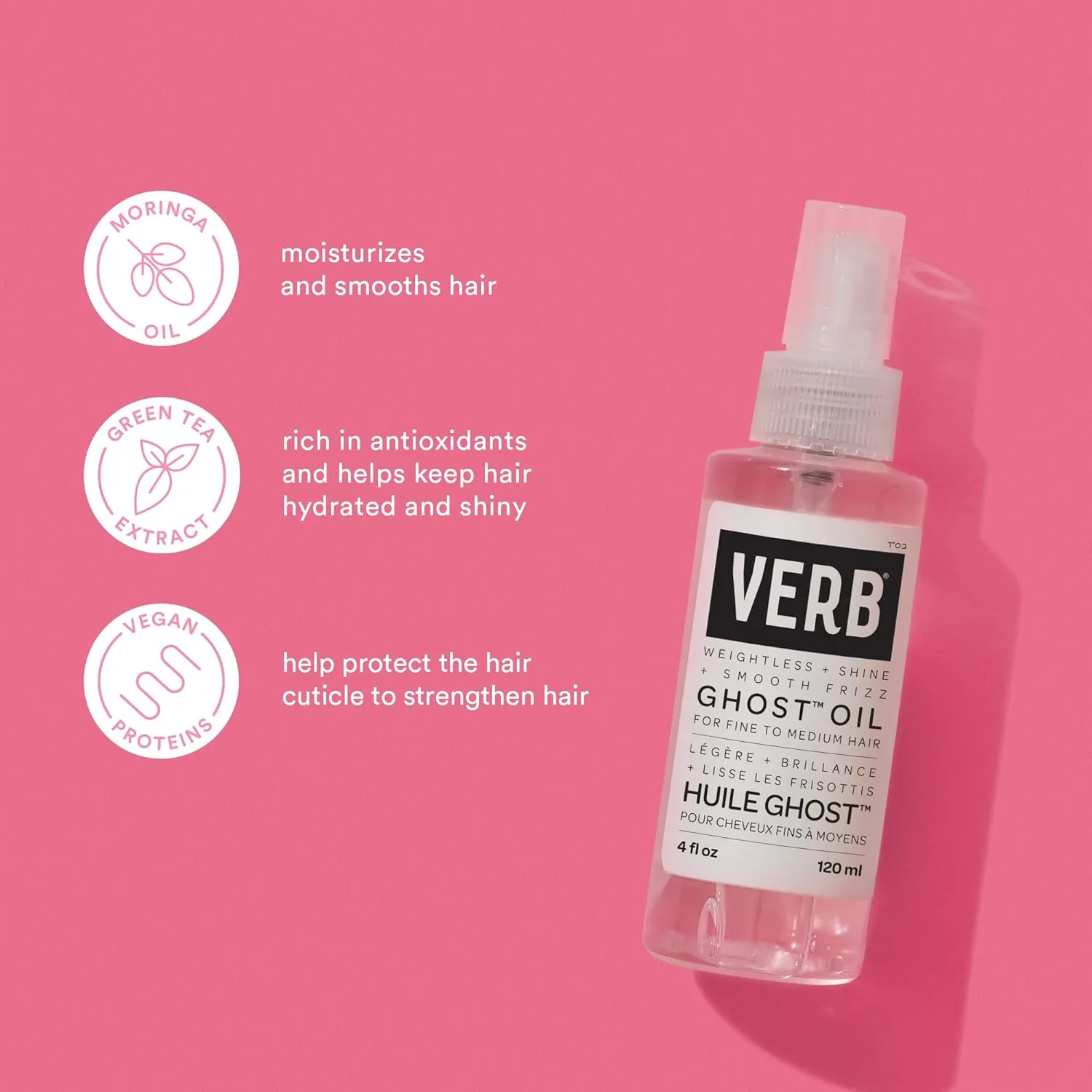 VERB Ghost Oil - невесомое масло для тонких и средних волос - разглаживает пушистость, придает блеск - не содержит парабенов, глютена и вредных сульфатов. 118 мл (2 шт.), Green — фото 3