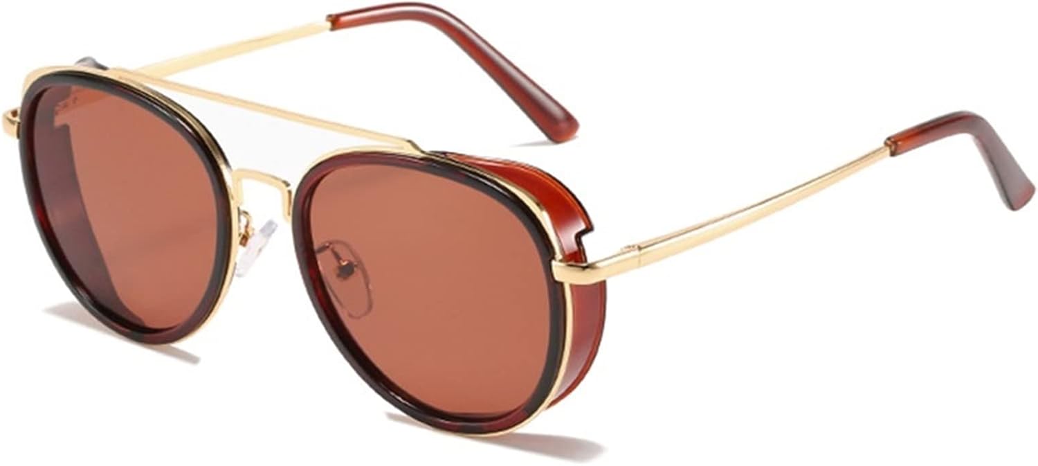 

Круглые солнцезащитные очки в стиле панк с металлическим корпусом, модель 2026, для мужчин и женщин, для отдыха на природе, пляжа и в тени (цвет: G, размер: средний) MTZJH, One Color