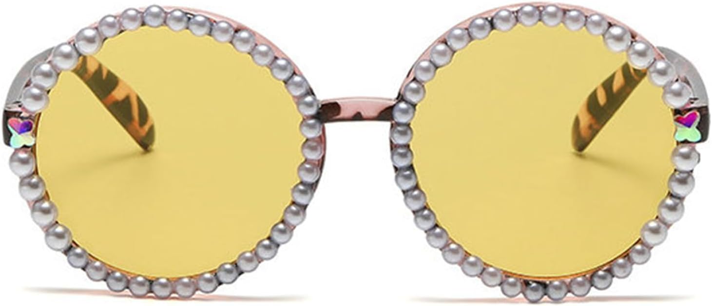 

Солнцезащитные очки Willochra Luxury Pearl Decoration Bling Candy color для женщин, модная оправа, овальная жемчужная оправа, защита от ультрафиолета UV400 F25, Yellow