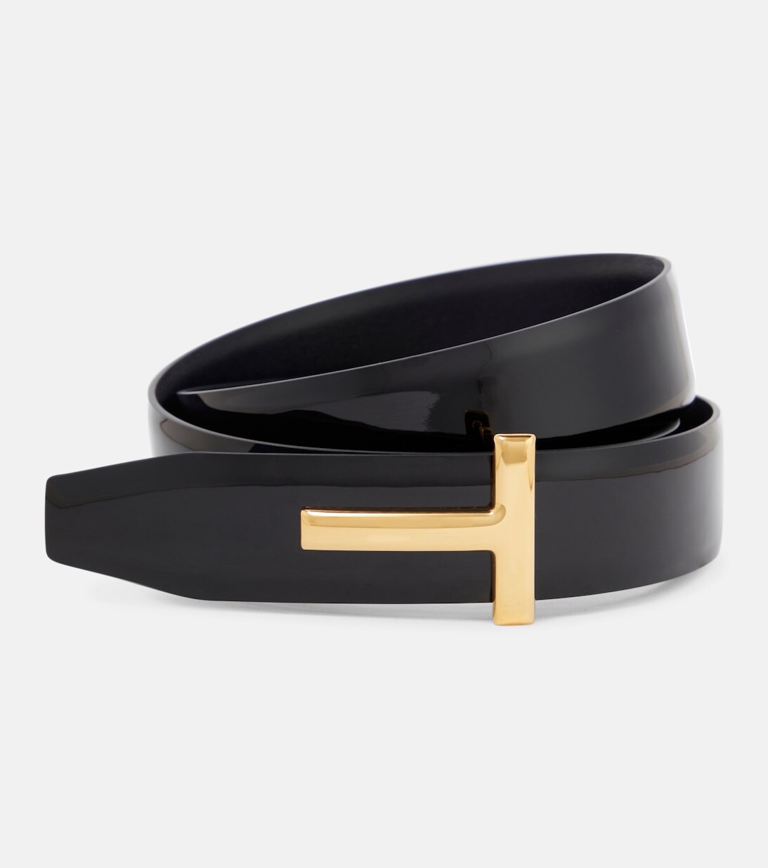 

Ремень из лакированной кожи с монограммой Tom Ford, черный