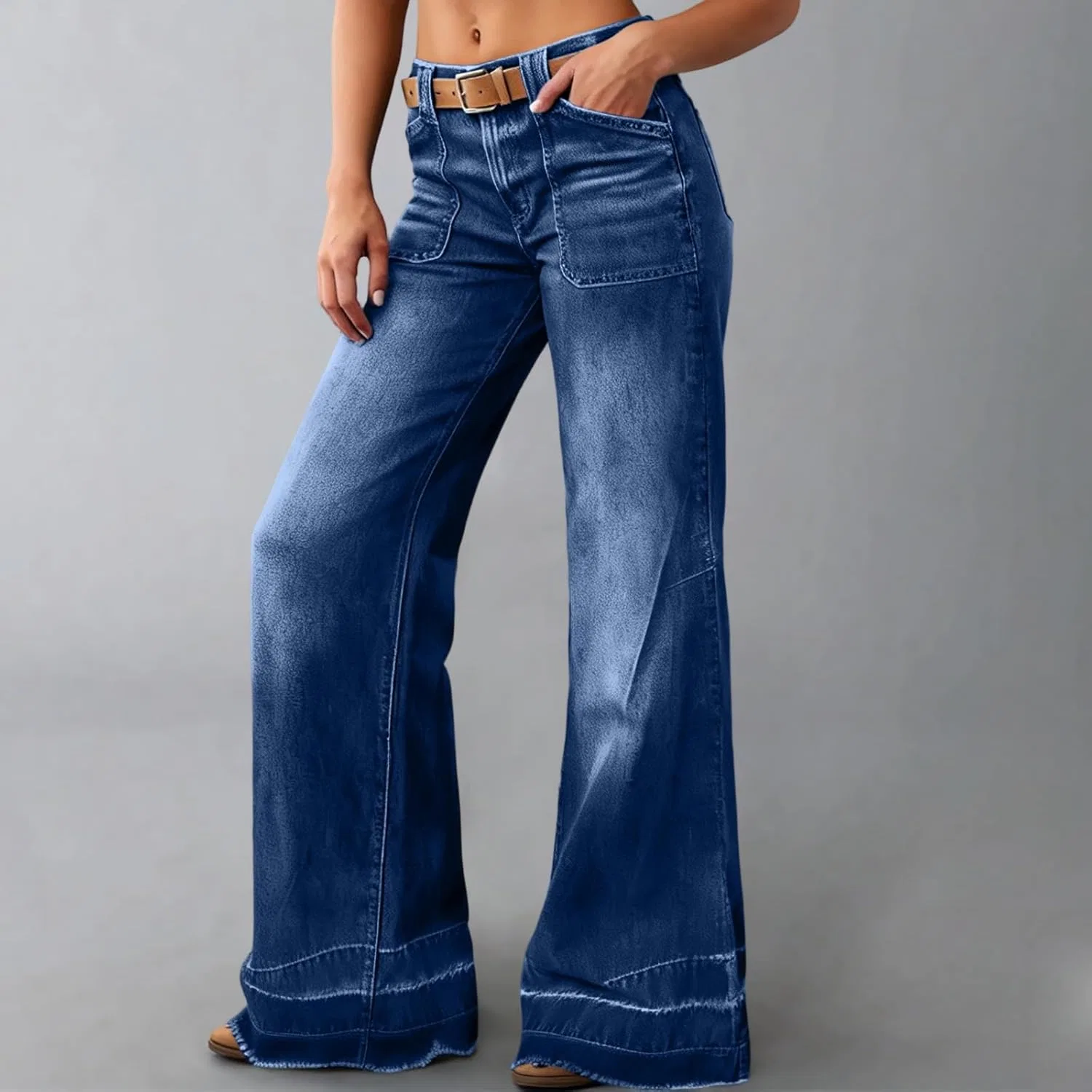 Джинсы с широкими штанинами, Y2K, Royal Blue — фото 2