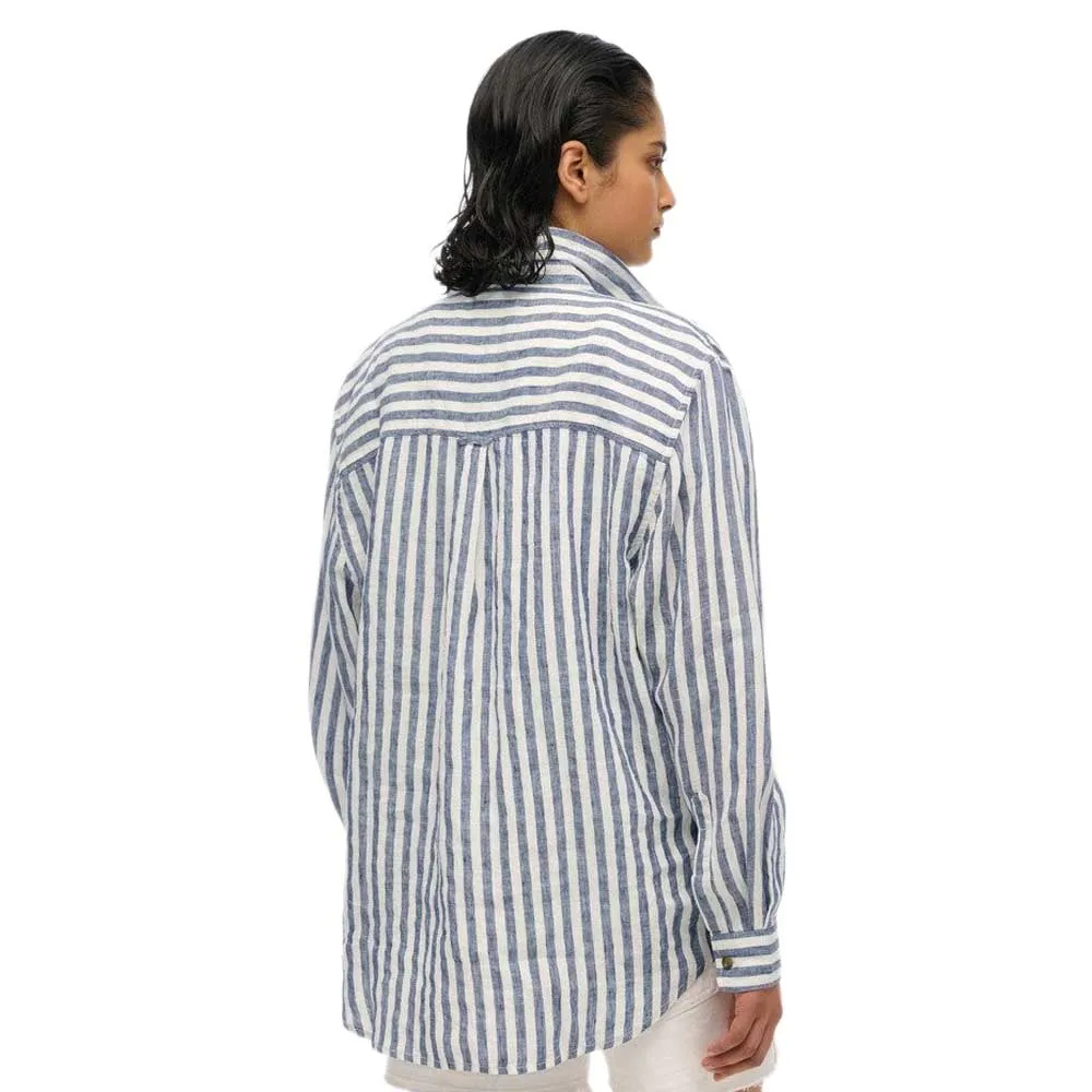 Рубашка с длинным рукавом Superdry Casual Linen Boyfriend, синий — фото 2