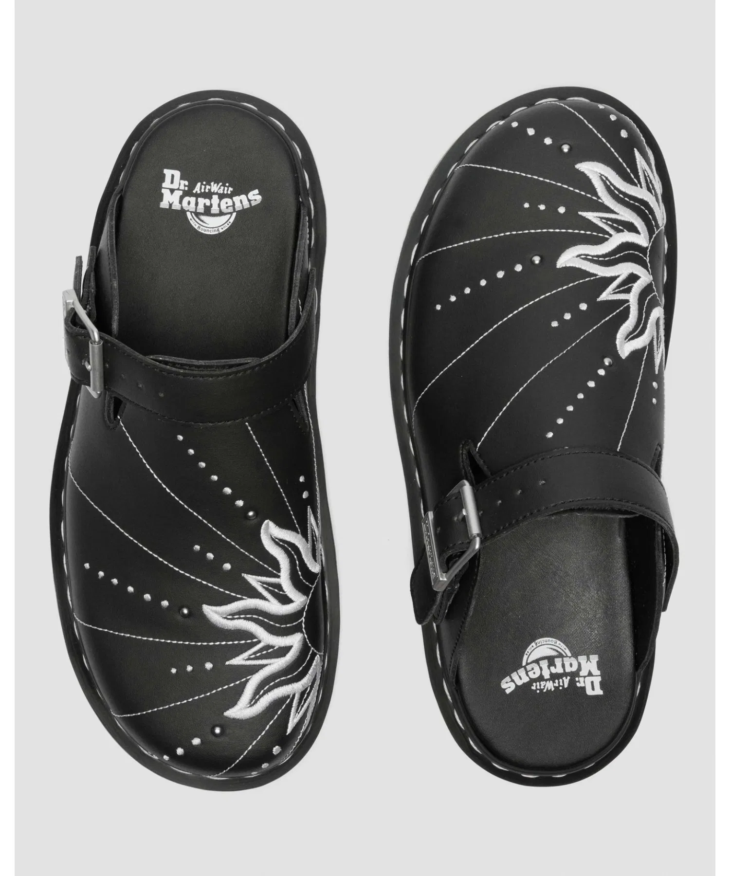 Унисекс мюли Dr. Martens ZEBZAG из кожи с вышивкой чёрные — фото 2