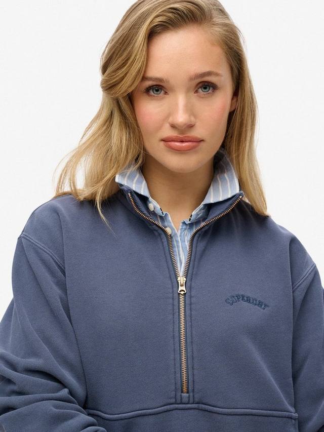 Essential Logo оверсайз худи на молнии 1/2 из чистого органического хлопка Superdry, Lauren Navy — фото 4