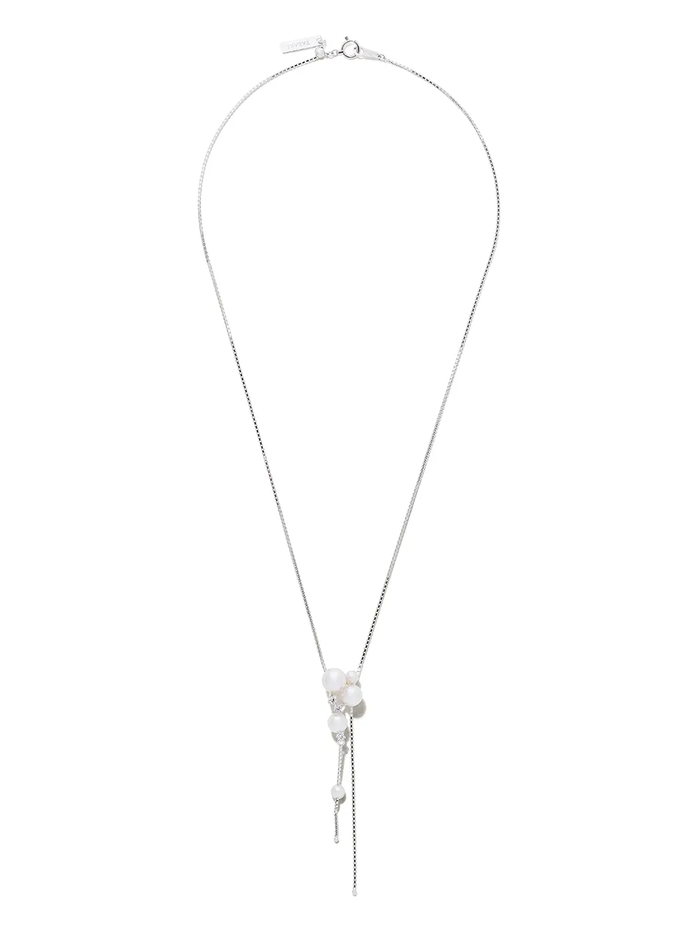 

Колье из белого золота с жемчугом и бриллиантами TASAKI, серебяный