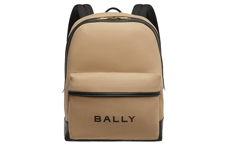 

Рюкзак мужской бежевый из ткани с кожаной спинкой BALLY