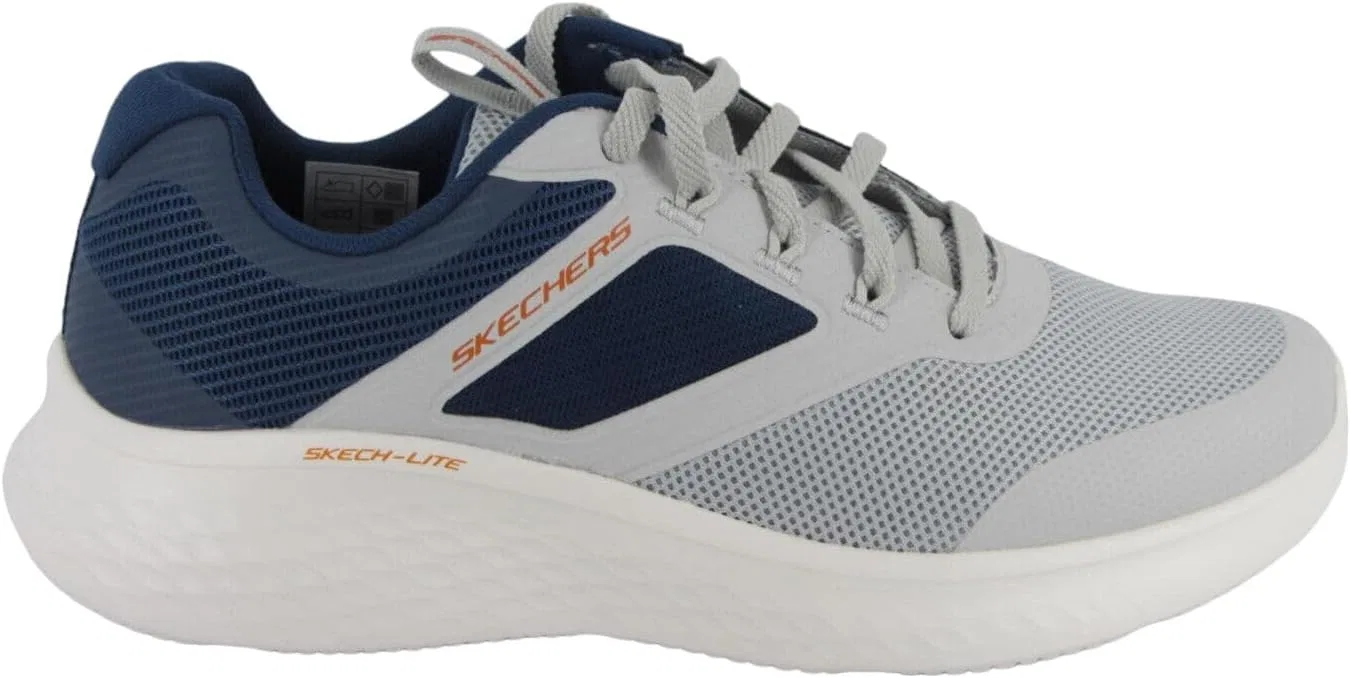 Кроссовки Skechers 232594 New Century серые с темно-синими шнурками из ткани с эффектом памяти
