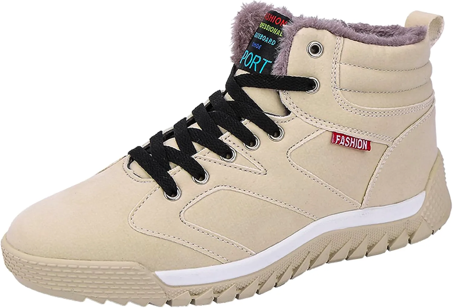 

Мужские кожаные зимние ботинки CERYTHRINA с водонепроницаемой подкладкой из меха, шнуровкой, кроссовки на щиколотке, высокие зимние туфли, бежевый