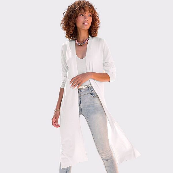 

Женский длинный кардиган с открытой передней частью Lascana, White