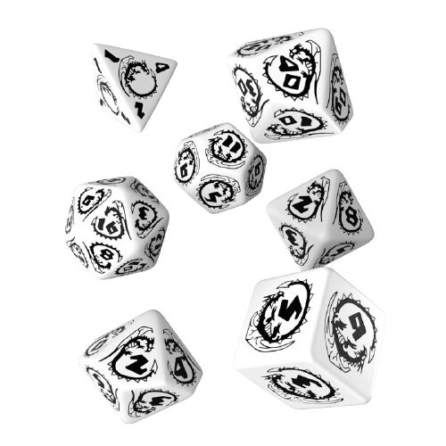 

Набор кубиков Dragon RPG из 7 черно-белых кубиков, настольная игра, Q-WORKSHOP