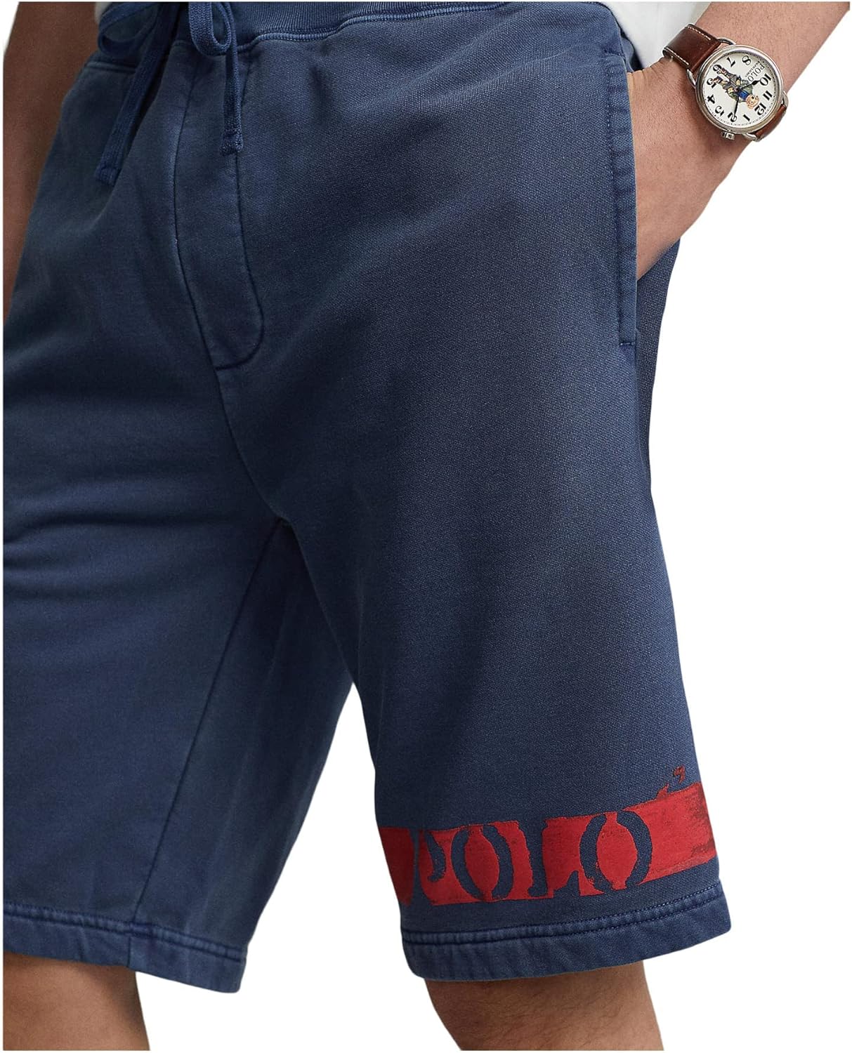 POLO RALPH LAUREN мужские спортивные шорты из флиса с эластичным поясом на шнурке, Cruise Navy — фото 3