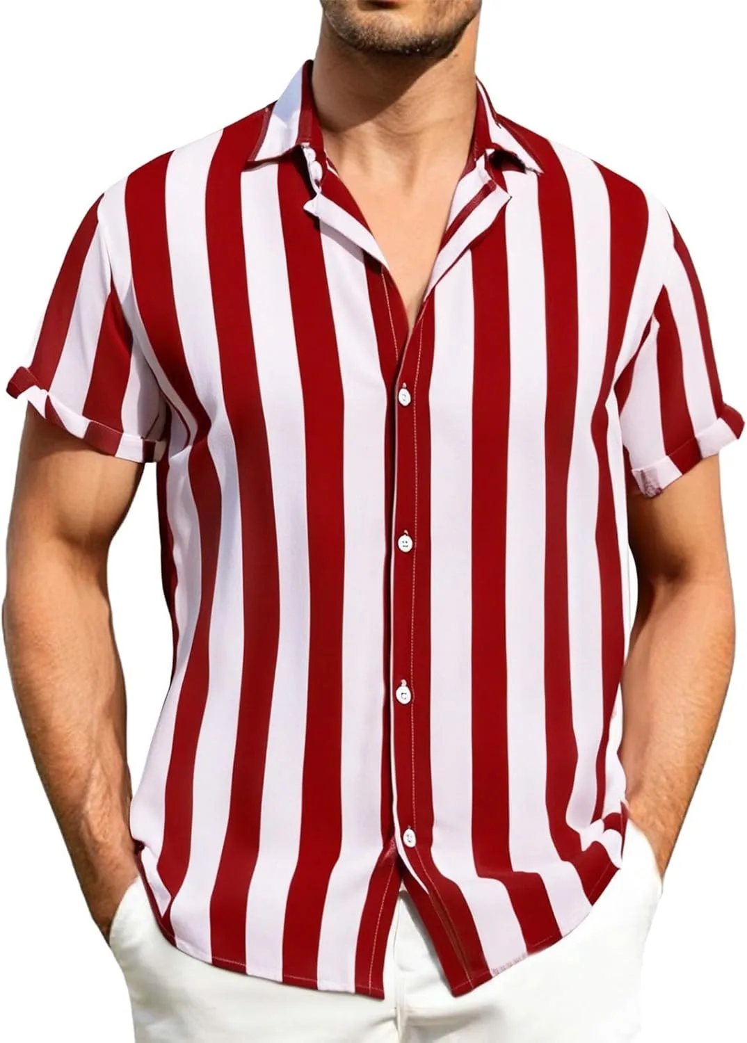 

Рубашка для мужчин с лацканами и коротким рукавом