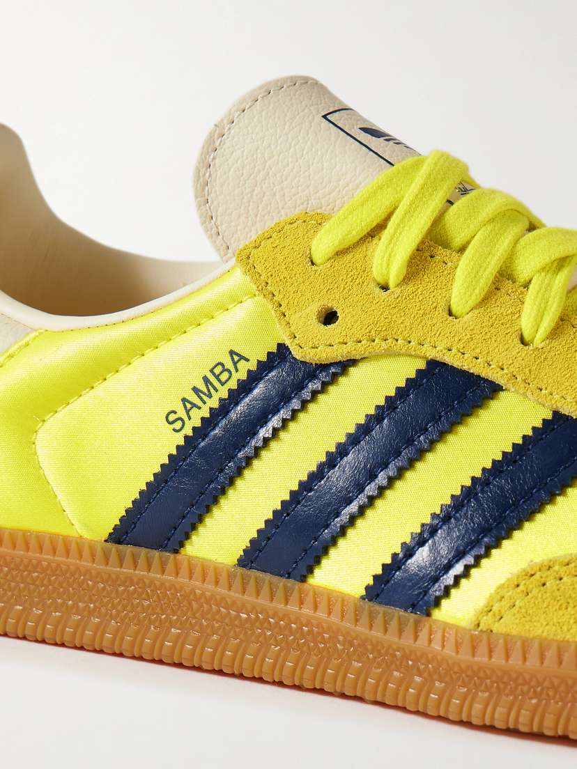 Кроссовки Samba og из замши и атласа с отделкой из кожи Adidas Originals, зеленый — фото 4