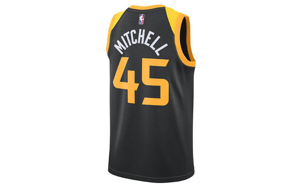 Спортивная футболка nba dri-fit sw 20-21 utah jazz 45 mitchell city edition nba swingman jersey black Nike, черный — фото 2