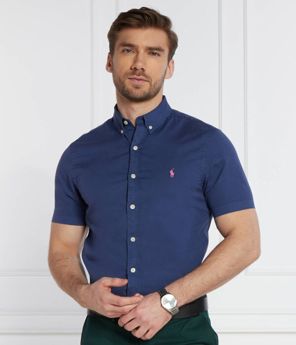 Рубашка мужская Polo Ralph Lauren с коротким рукавом, индиго — фото 3