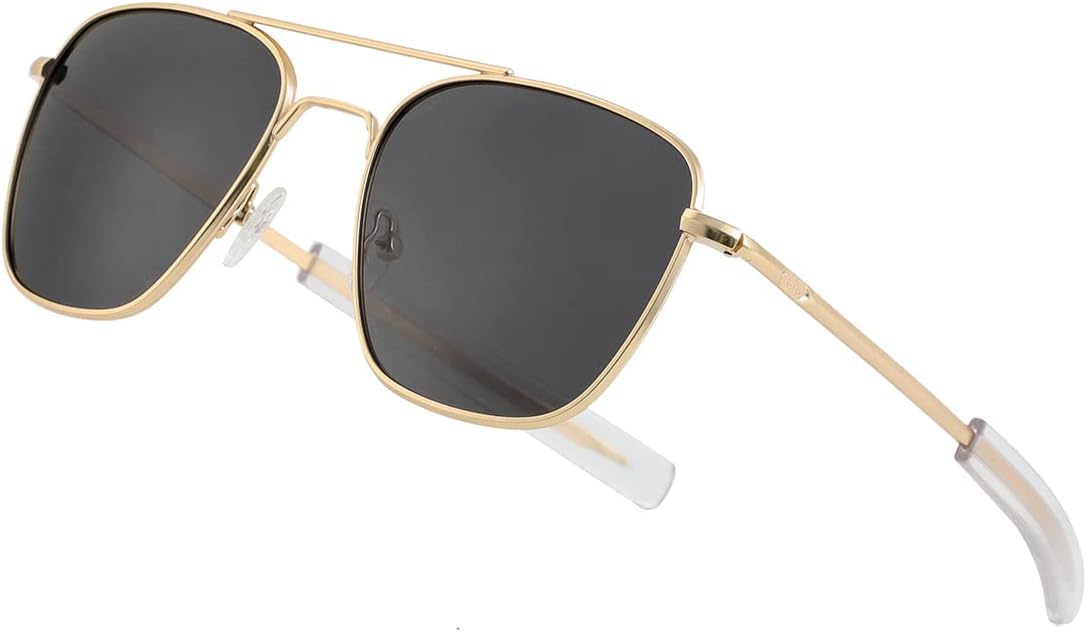 

Мужские поляризованные солнцезащитные очки-авиаторы JOVAKIT в стиле ретро, ​​милитари, пилотские, с заушниками типа "штык" и защитой от УФ-излучения UV400, A2 Gold/Grey