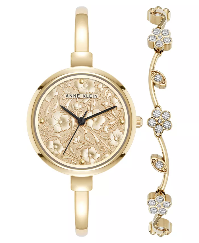 

Женские часы Quartz Charming Floral с золотистым металлическим браслетом, 32 мм Anne Klein