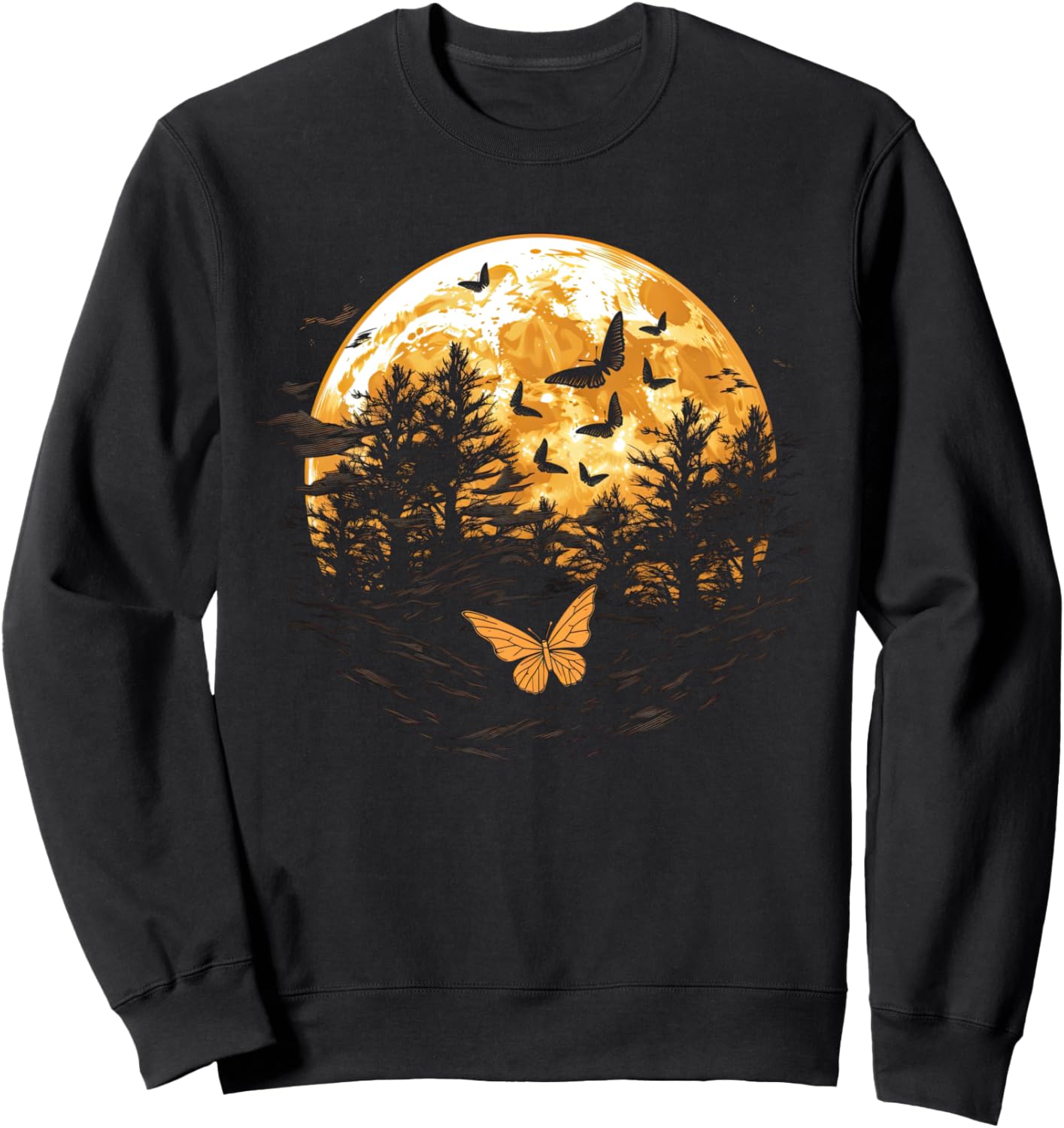 

Осенняя толстовка с изображением осенних листьев, дерева и бабочки Autumn Design With Butterflies And Trees, черный