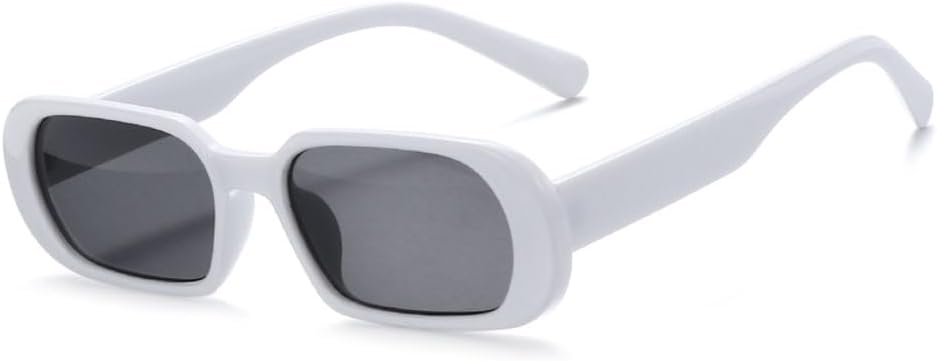 

Ретро овальные солнцезащитные очки для женщин, ретро прямоугольные солнцезащитные очки для женщин, солнцезащитные очки с защитой от УФ-излучения UV 400 MTZJH, White-grey