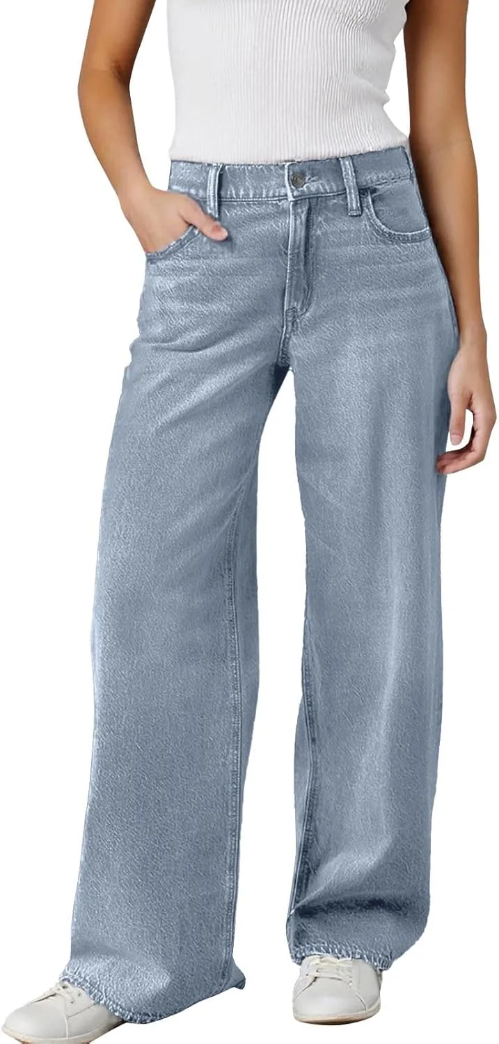 

Женские джинсы low rise baggy с эластичным поясом FAEXUM