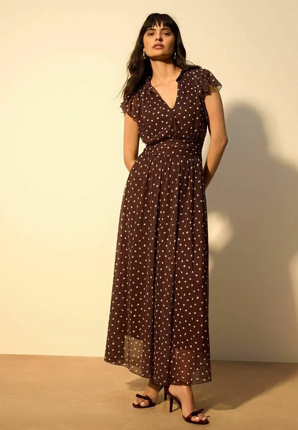 Платье макси Next Regular Fit - V-Neck, шоколадный