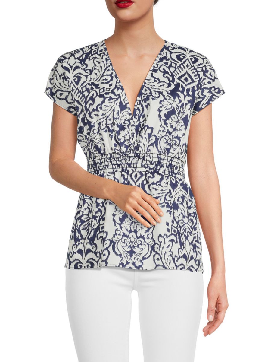 

Топ со сборками и сюрплисом Renee C., цвет Navy White