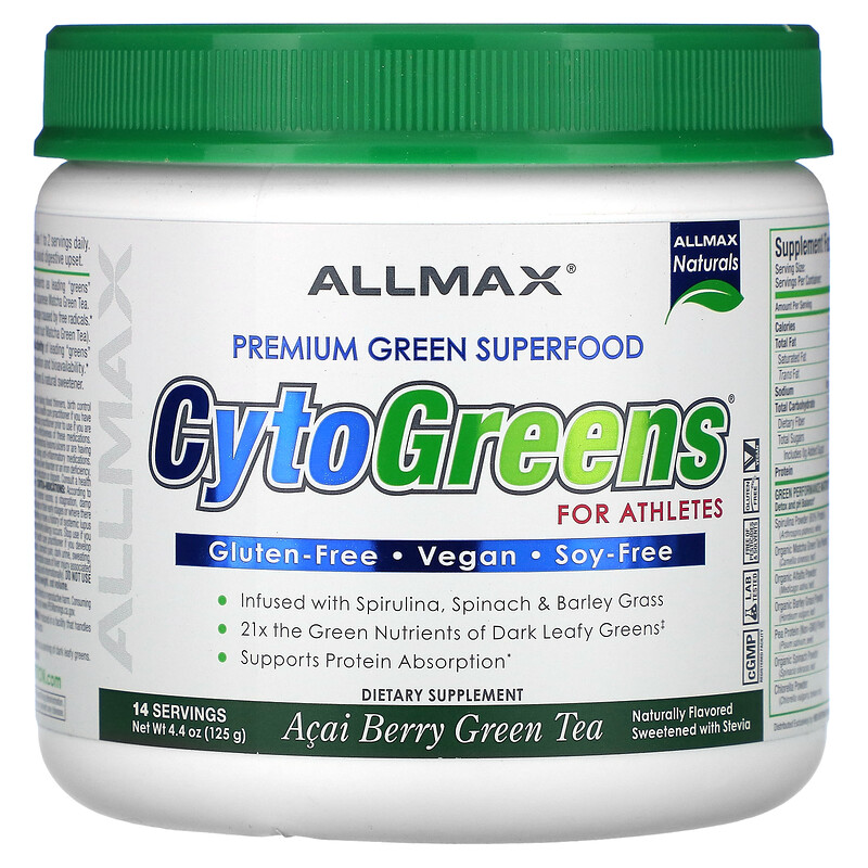 

ALLMAX, CytoGreens для спортсменов, зеленый чай с ягодами асаи, 125 г (4,4 унции)