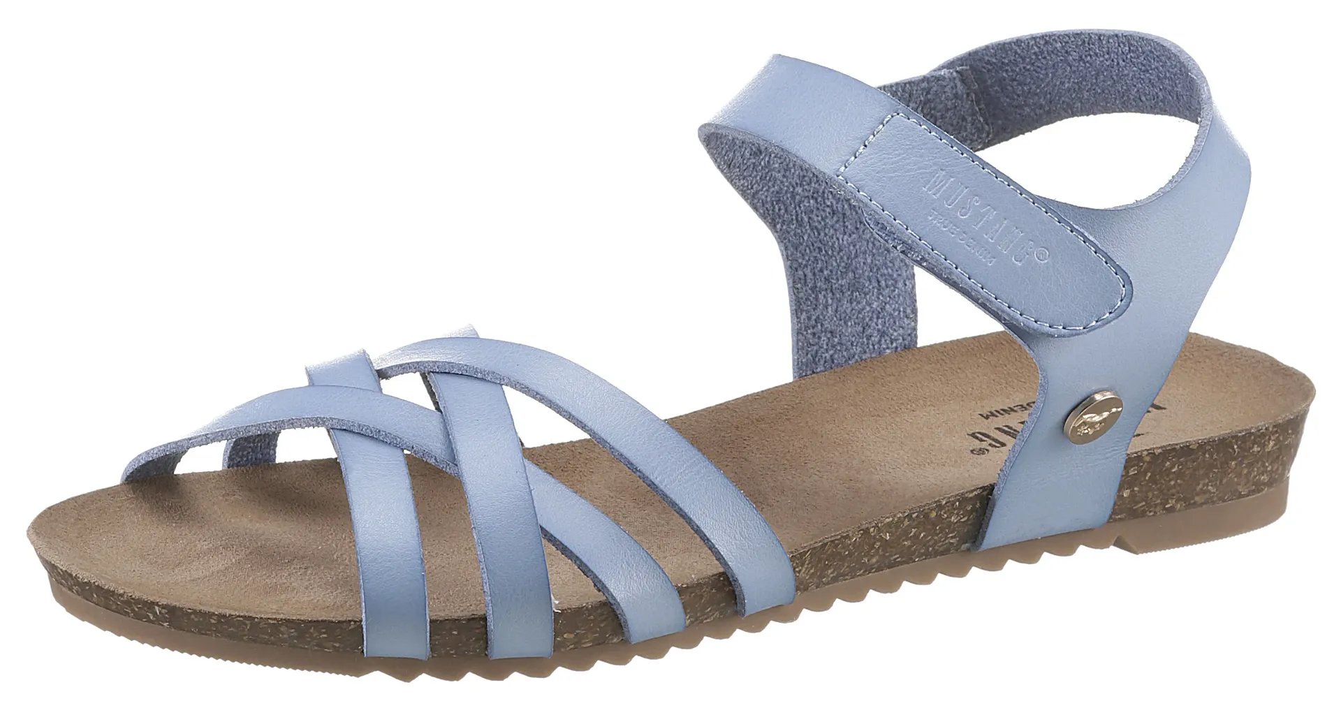 

Сандалии Mustang Shoes с ремешками, летняя обувь, сандалии, туфли на липучке, с ремешками на липучке, голубой