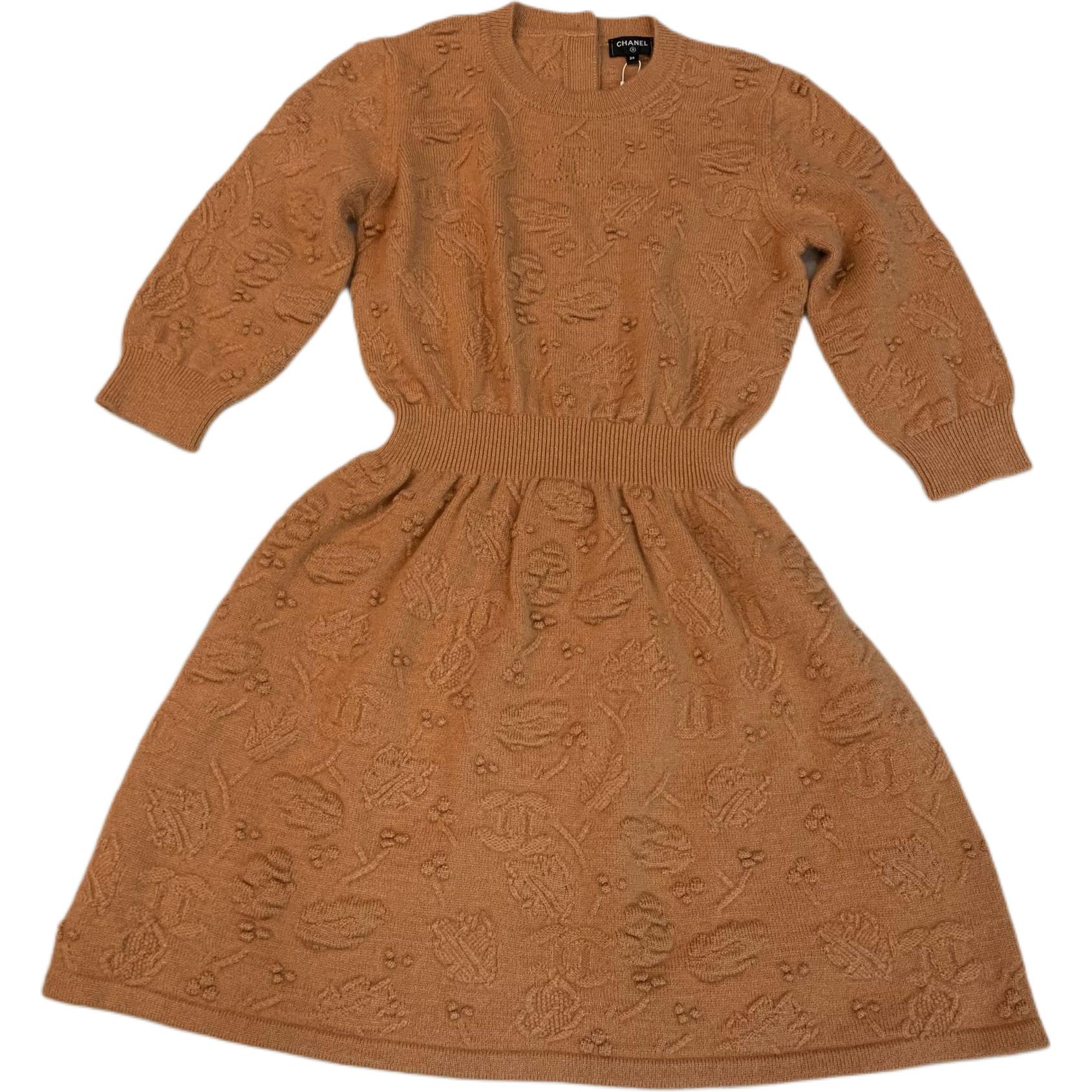 

21A платье с коротким рукавом Women's Orange CHANEL, оранжевый