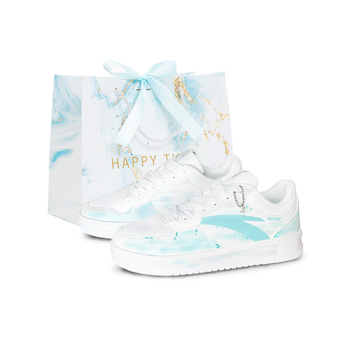 

ANTA Расслабленные устойчивые к истиранию легкие нескользящие низкие кроссовки для скейтбординга men's белый синий