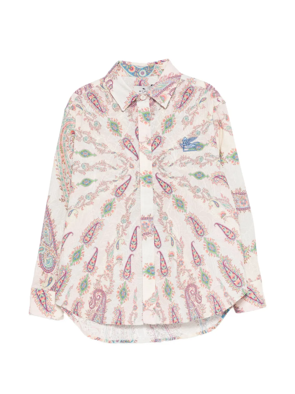 Рубашка с вышитым узором пейсли Etro Kids, бежевый