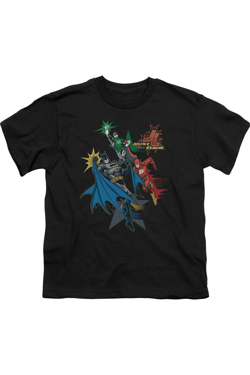

Футболка с коротким рукавом для детей с героями Лиги справедливости Америки Gildan, черный