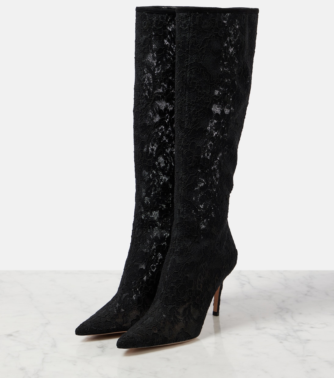 Сапоги Claudia 85 со шнуровкой до колена Gianvito Rossi, Black+Black+Black — фото 4