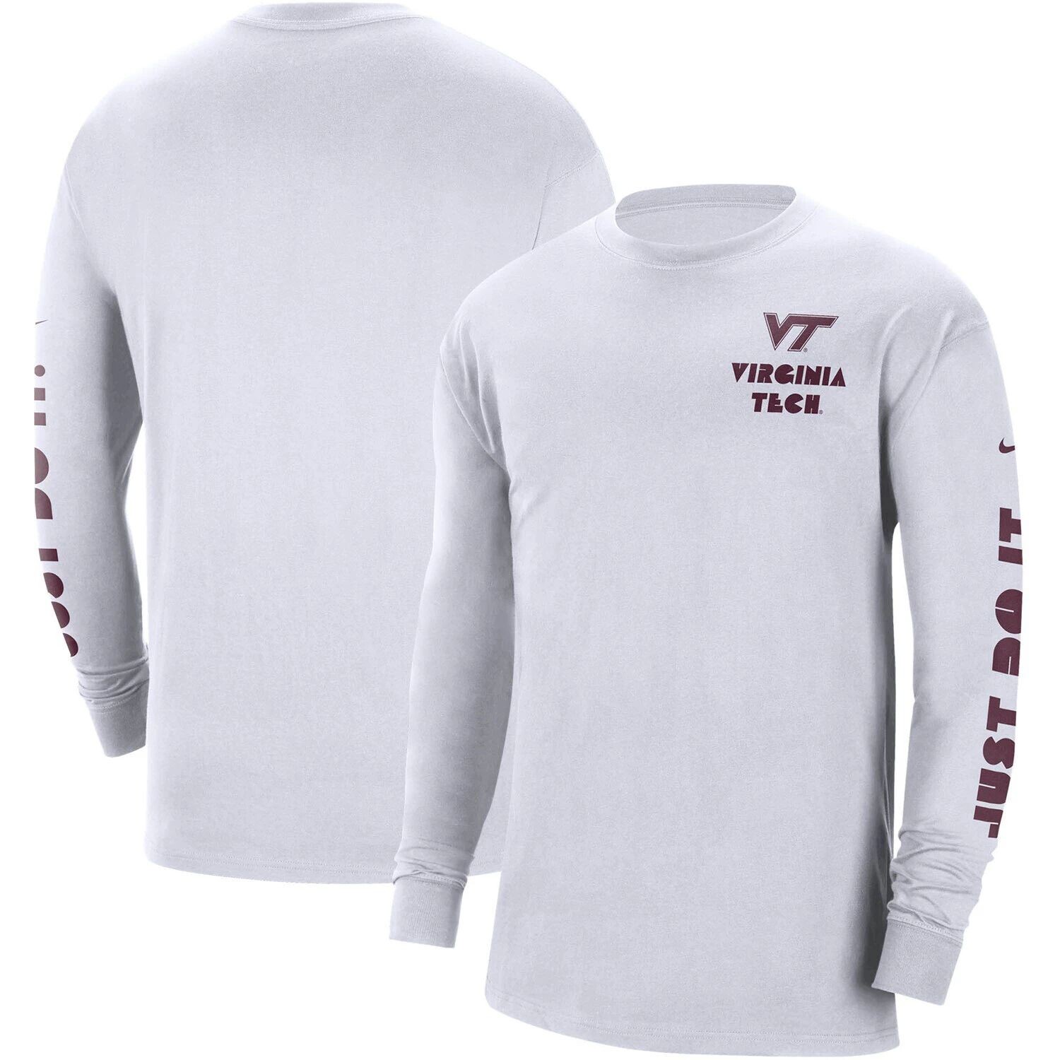 

Мужская белая футболка с длинным рукавом Virginia Tech Hokies Heritage Max 90 Nike, Белый, Мужская белая футболка с длинным рукавом Virginia Tech Hokies Heritage Max 90 Nike