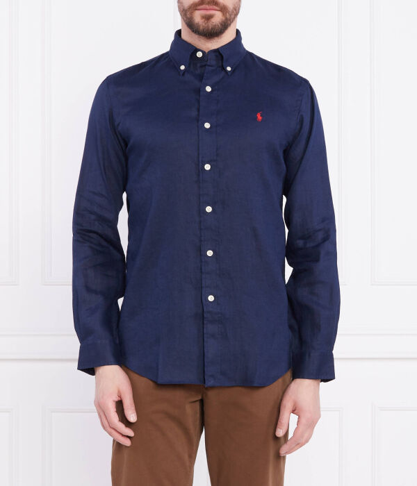 

Льняная рубашка Custom fit Polo Ralph Lauren, синий