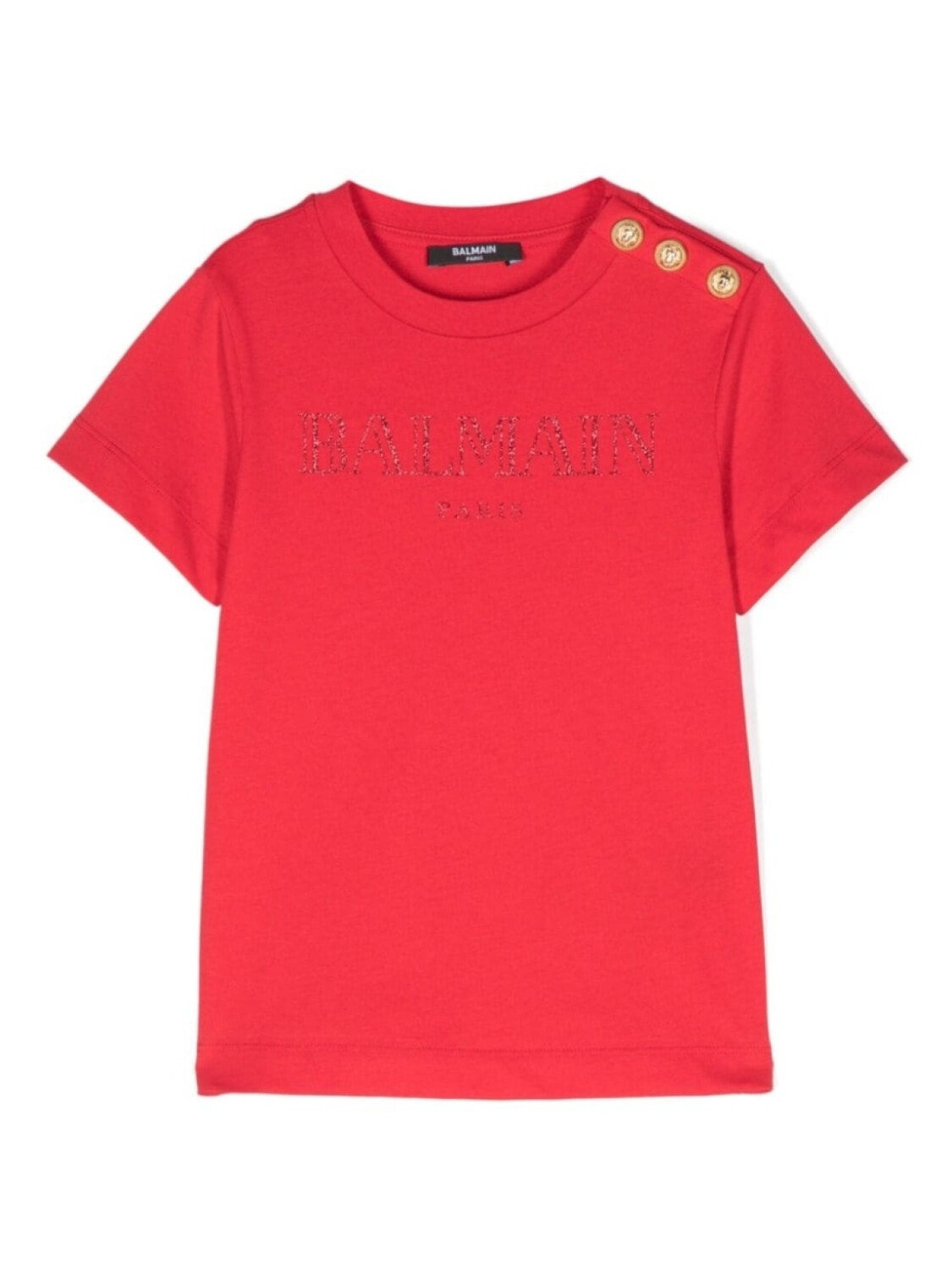 

Balmain Kids футболка с вышитым логотипом, красный