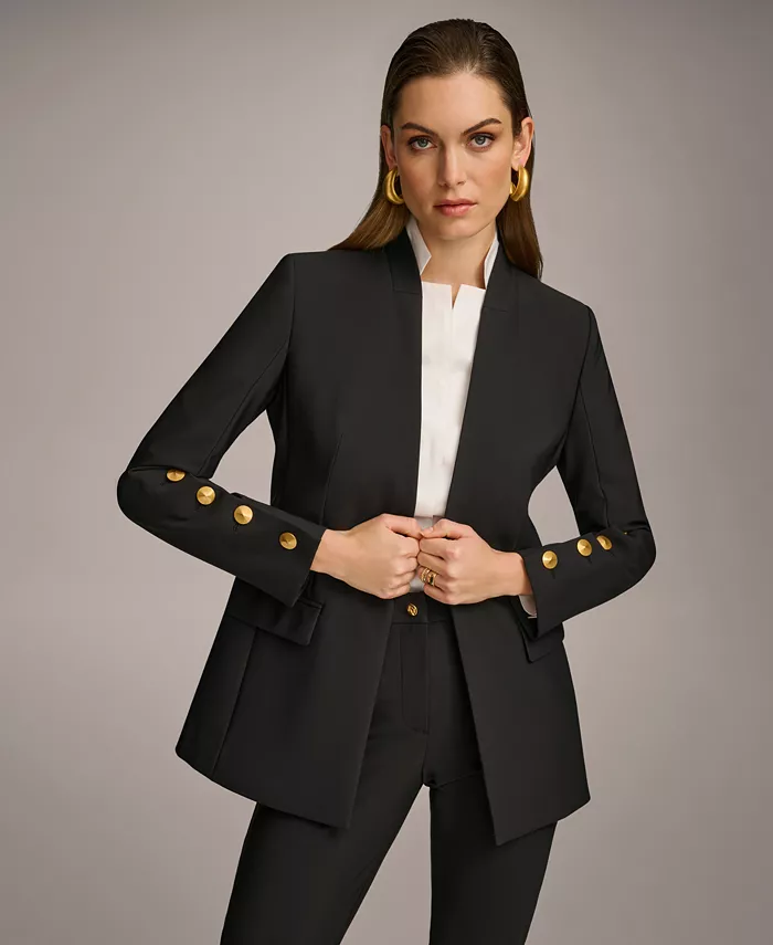 

Женский жакет с пуговицами на рукавах, Regular & Petite Donna Karan New York, черный