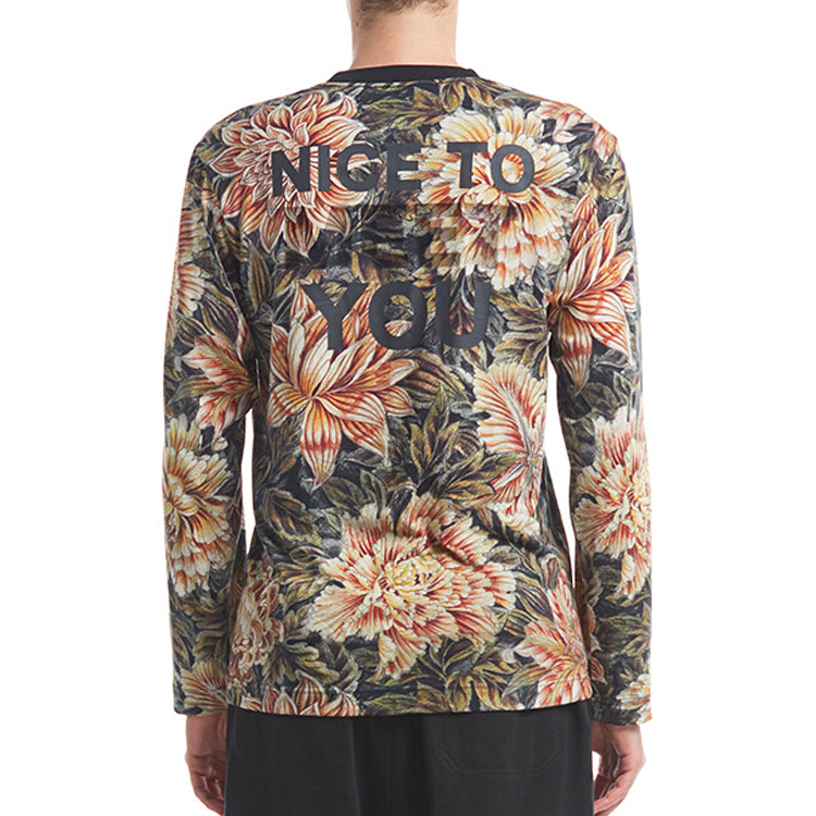 Футболка Y-3 Flowers Printing Long Sleeves Unisex, желто-коричневый — фото 3
