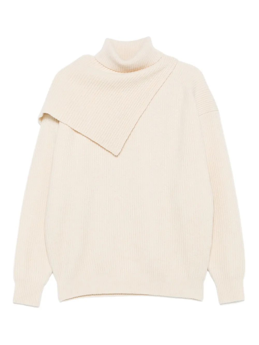 

Свитер с высоким воротником и запахом Nanushka, кремовый