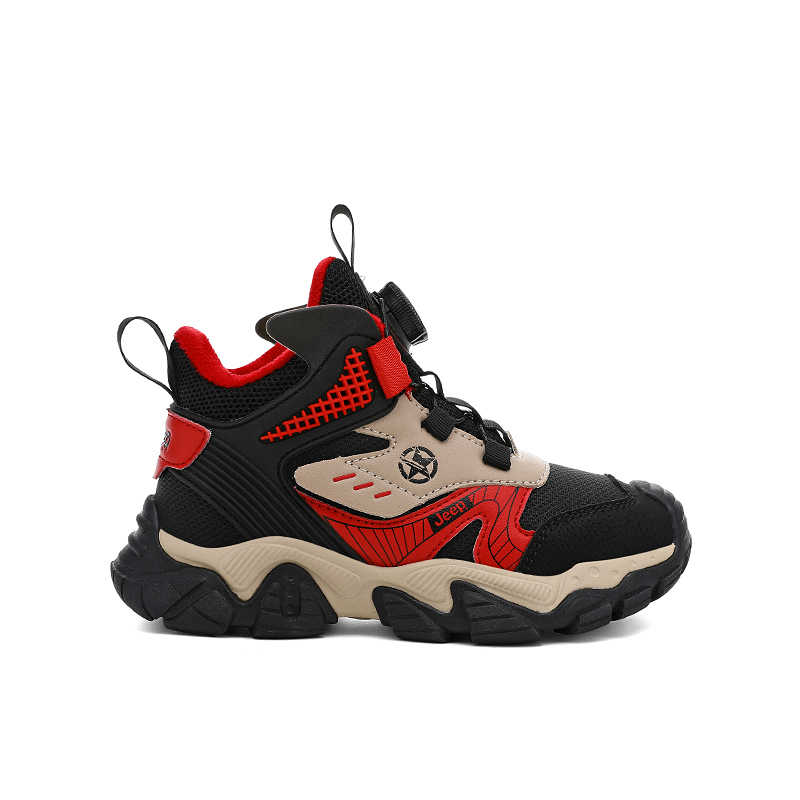 Детские уличные ботинки mid top из искусственной кожи с противоскользящей подошвой, защитой от ударов, износостойкие и термостойкие Jeep, mocha-thickened and fleece-lined — фото 4