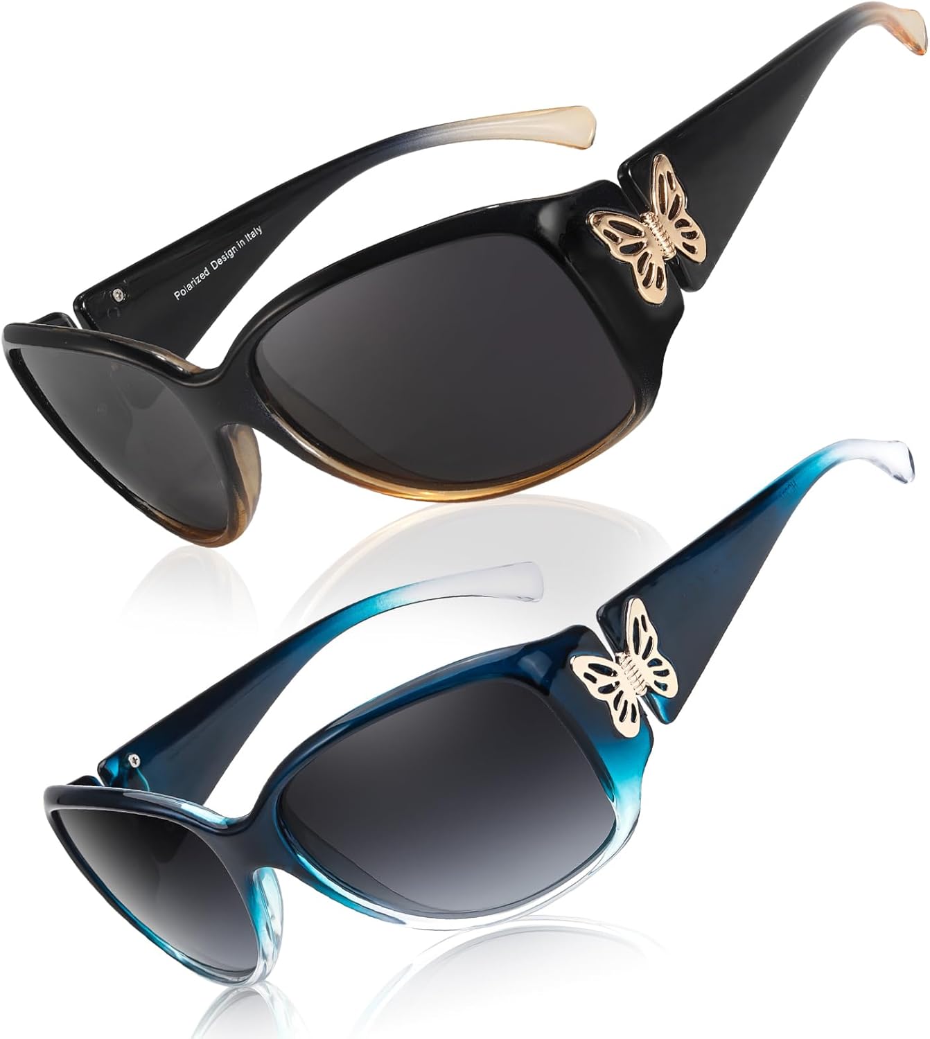 

Женские поляризованные солнцезащитные очки LVIOE с модным дизайном в виде бабочки и защитой от УФ-излучения UV400 LS2301, A17 (2 Pack) Clear Gradient Blue + Gradient Blue