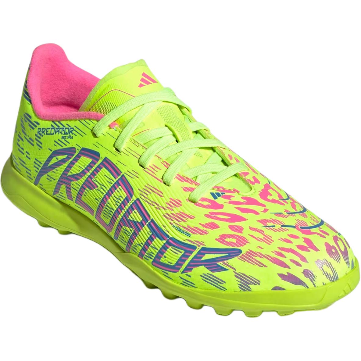 Adidas PREDATOR LEAGUE нескользящие износостойкие низкие детские футбольные бутсы Clear Lemon/Blue Blend/Clear Pink Kids' — фото 4