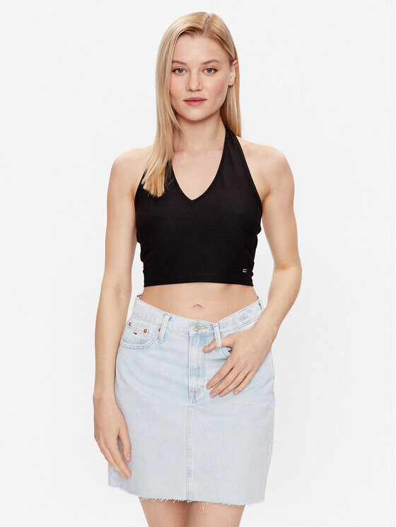 

Топ приталенного кроя Tommy Jeans, черный