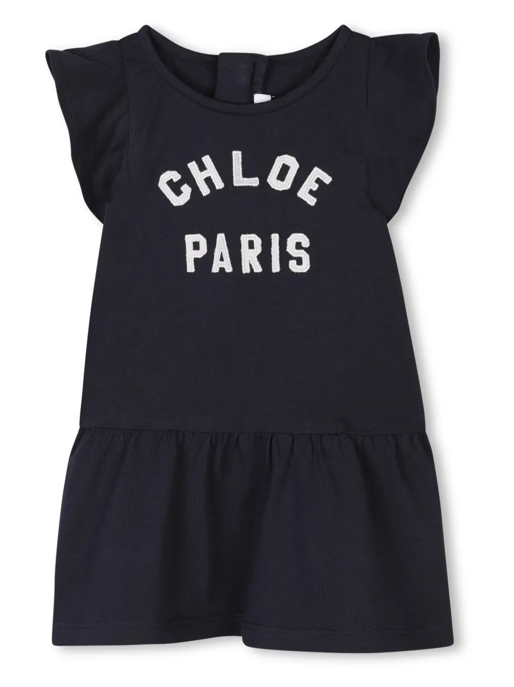 

Платье с вышитым логотипом Chloé Kids, синий