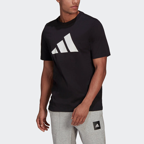 Футболка m fi tee bos a logo printing round neck sports short sleeve black Adidas, черный — фото 2