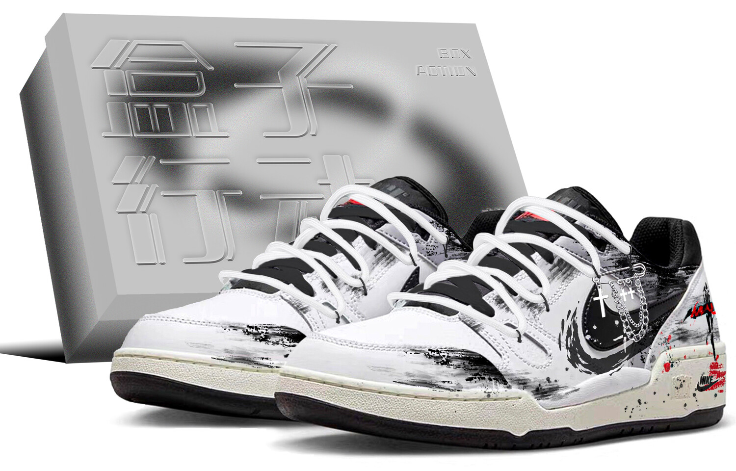 

Кроссовки Nike Full Force Skateboard Shoes Men Low-Top Black White, Черный, Кроссовки Nike Full Force Skateboard Shoes Men Low-Top Black White