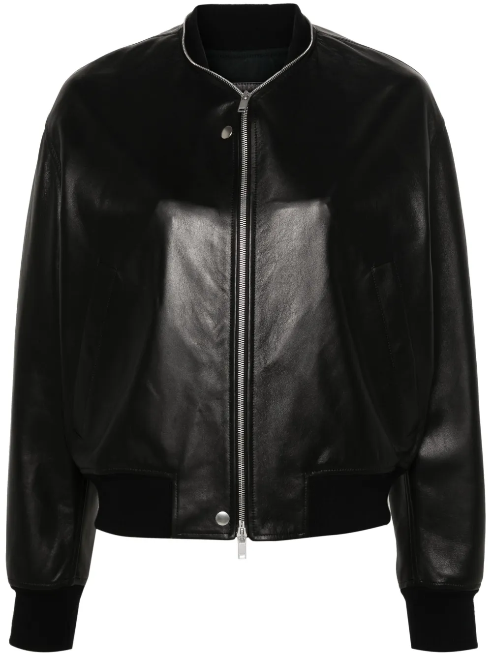 

Кожаный бомбер JIL SANDER, черный