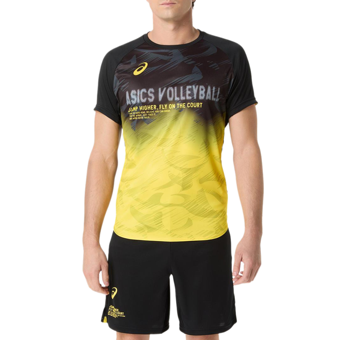 

ASICS Футболка мужская Performance черная/ярко-желтая, Черный, ASICS Футболка мужская Performance черная/ярко-желтая